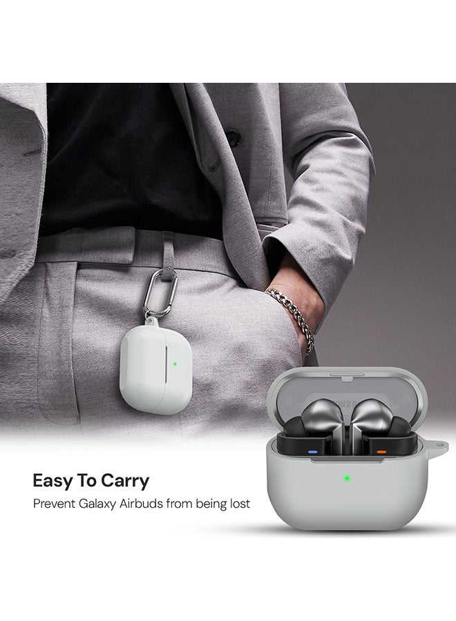 O Ozone Silicone Case For Samsung Galaxy Buds 3 / 3 Pro Case Cover, Soft and Flexible Ultra-Thin Shockproof Cover Slim-Fit Anti-Fall Earphone Case Cover- Grey - Image 5