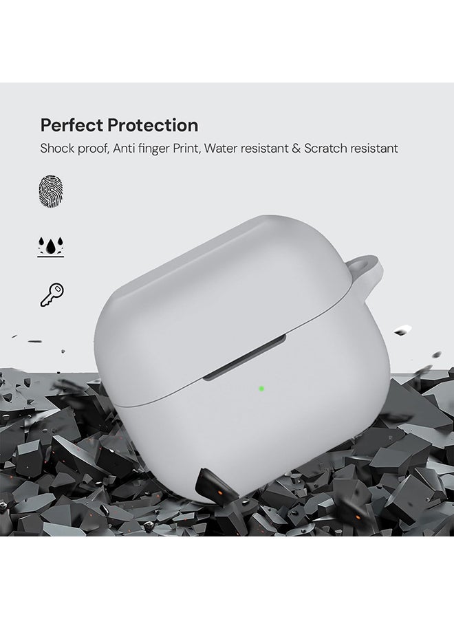 O Ozone Silicone Case For Samsung Galaxy Buds 3 / 3 Pro Case Cover, Soft and Flexible Ultra-Thin Shockproof Cover Slim-Fit Anti-Fall Earphone Case Cover- Grey - Image 4