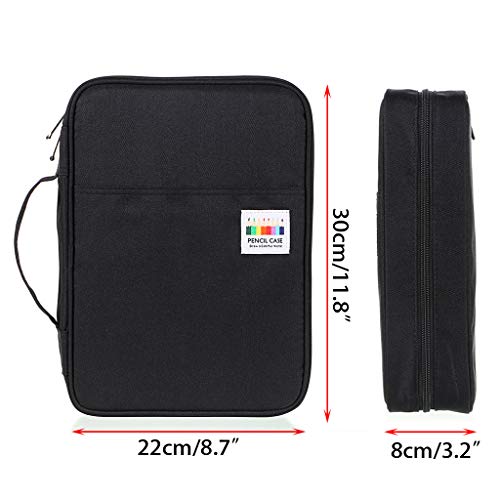 BTSKY Colored Pencil Case 220 Slots Pen Pencil Bag Organizer with Handy Wrap Portable- Multilayer Holder for Prismacolor Crayola Colored Pencils & Gel Pen(Black) - Image 5
