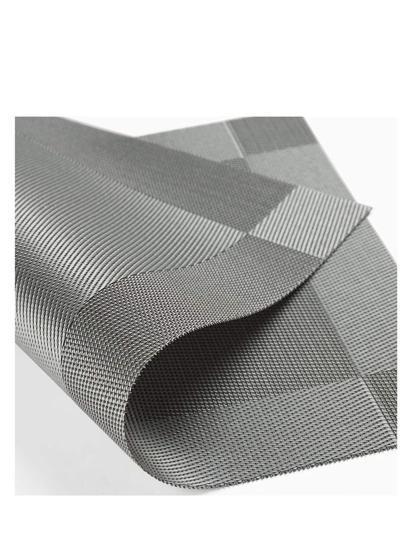 SOLARAE Table Mats Set, Placemats Set Washable Non-slip Heat Resistant PVC with Singel Border Decoration Rectangle 45x30cm and Sets of 8 Coasters for Dining Room Place - Image 4