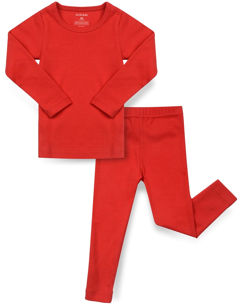 AVAUMA Baby Boys Girls Pajama Set Kids Toddler Snug fit Basic Cotton Sleepwear pjs for Daily (Red-2 JS) - Image 1