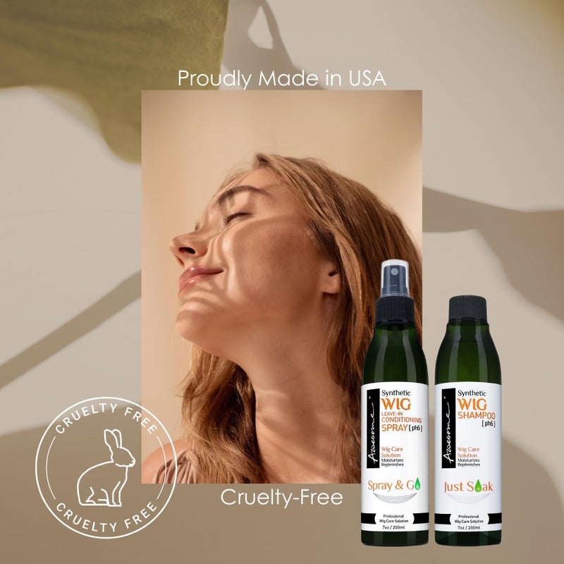 Awesome Synthetic Wig Shampoo and Leave in Conditioner Spray: pH6, Premium Set of 2, Revitalizes Synthetic Wigs, Contains Coconut Oil (7 fl oz) - Image 5