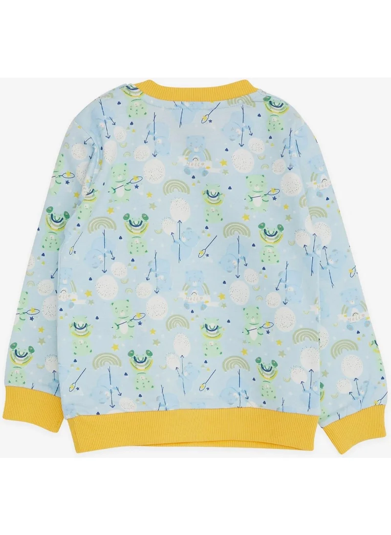 Breeze Breeze Boy's Sweatshirt Cheerful Teddy Bear Patterned 1.5-5 Years, Light Blue