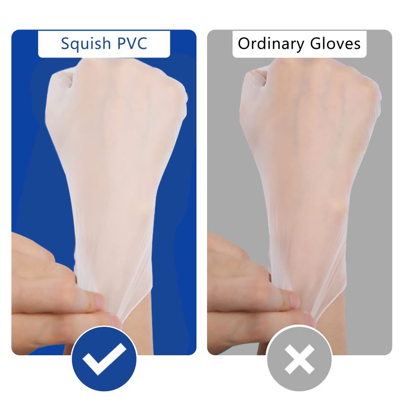 squish Disposable Gloves, 100 Count 4 mil Clear Vinyl Gloves Latex Free Powder-Free Health Gloves Cleaning Rubber Gloves for Kitchen Cooking Cleaning Food Handling, Medium - Image 3