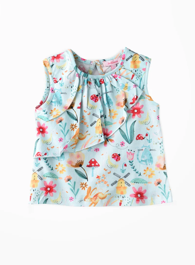 جيلين Sunshine Squad: Girls' Comfy Cotton Tees Playful Prints & Summer Fun