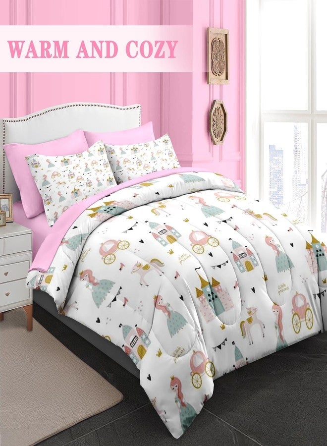 Pamnest Comforter Set Full Size, Happy Sweet Moon Horse 7 Pcs Bedding for Kids and Adults, Cute Purple Unicorn Bed Sheet Sets with Fitted Sheet 2 Pillowcases & 2 Shams for Bedroom Bed Decor - Image 2