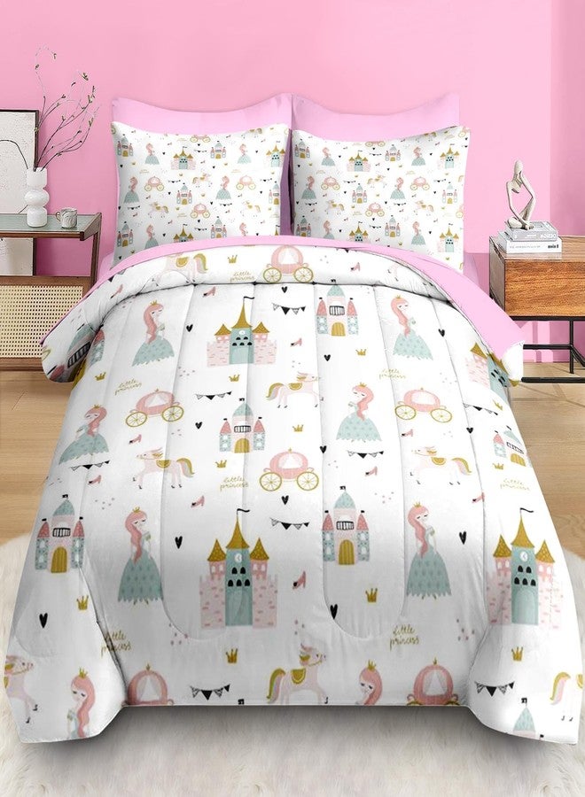 Pamnest Comforter Set Full Size, Happy Sweet Moon Horse 7 Pcs Bedding for Kids and Adults, Cute Purple Unicorn Bed Sheet Sets with Fitted Sheet 2 Pillowcases & 2 Shams for Bedroom Bed Decor - Image 3