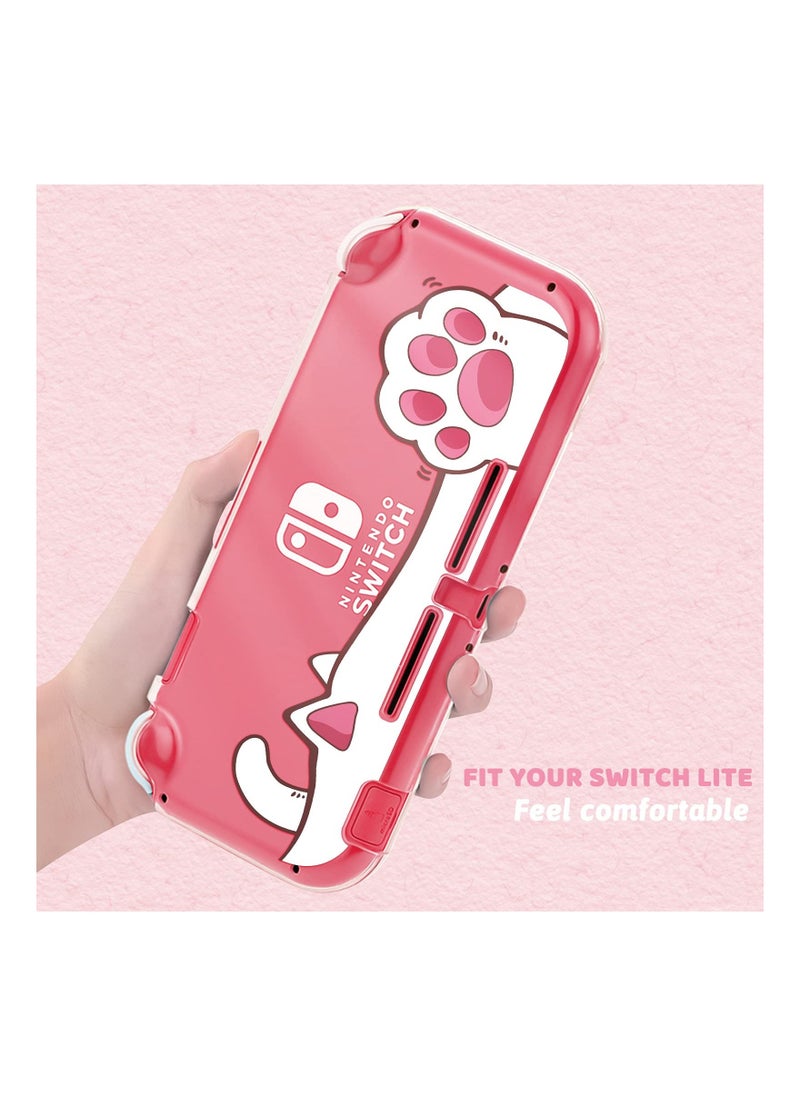 Generic - Protective Case for Switch Lite Clear Hard PC Cover Split Design Shockproof Anti Scratch Shell Accessories and Joycon Controller Cute Pink Cat Paw - Image 1