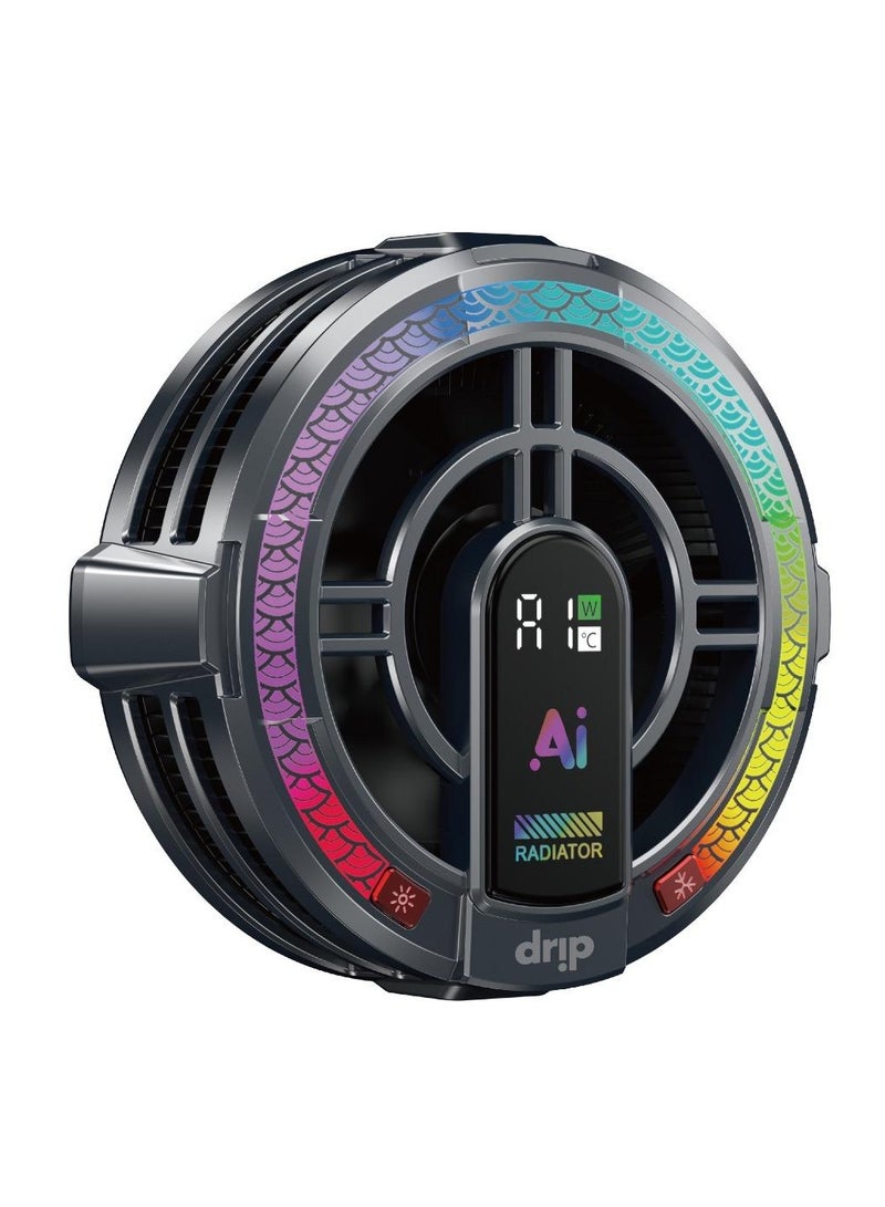 Drip Magnetic Phone Cooler for Gaming - Silent Mobile Phone Cooling Fan with LED Display and RGB Lighting - Universal Heatsink with Clip for iPhone/Android/Tablets Supports AI - Image 2