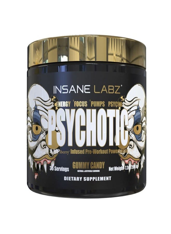 Insane labz Psychotic Gold, High Stimulant Pre Workout Powder, Extreme Lasting Energy Focus, Pumps and Endurance with Beta Alanine, DMAE Bitartrate, NO Booster (35 Servings, Gummy Candy)  - Image 1