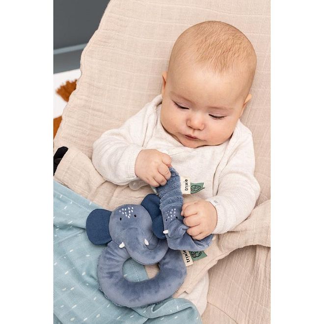 Trixie Mrs. Elephant Rattle, Soft, Easy To Hold, Lightweight, 3 Months+, 11 x 4 x 14 cm - Blue - Image 3