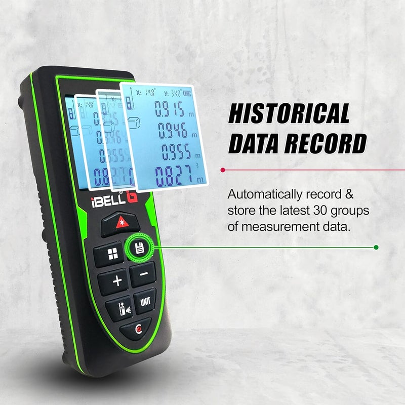 iBELL DM7003 Outdoor Laser Distance Meter 70M230ft Pythagorean Mode AreaVolume MeasurementBacklit LCD Mute Mode - Image 3