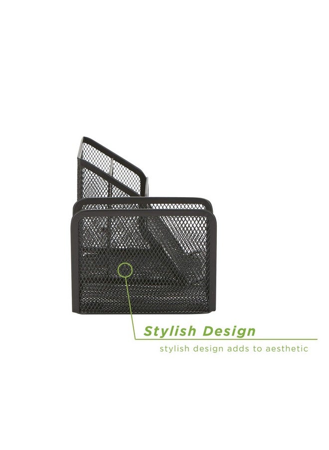 Mind Reader Desk Organizer 5Compartment 2Piece Same Set Supplies And Accessories Storage For Office Desk (Black)  - Image 4