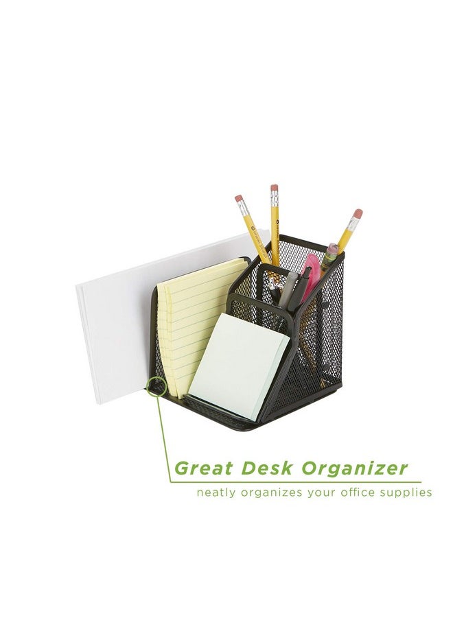 Mind Reader Desk Organizer 5Compartment 2Piece Same Set Supplies And Accessories Storage For Office Desk (Black)  - Image 5
