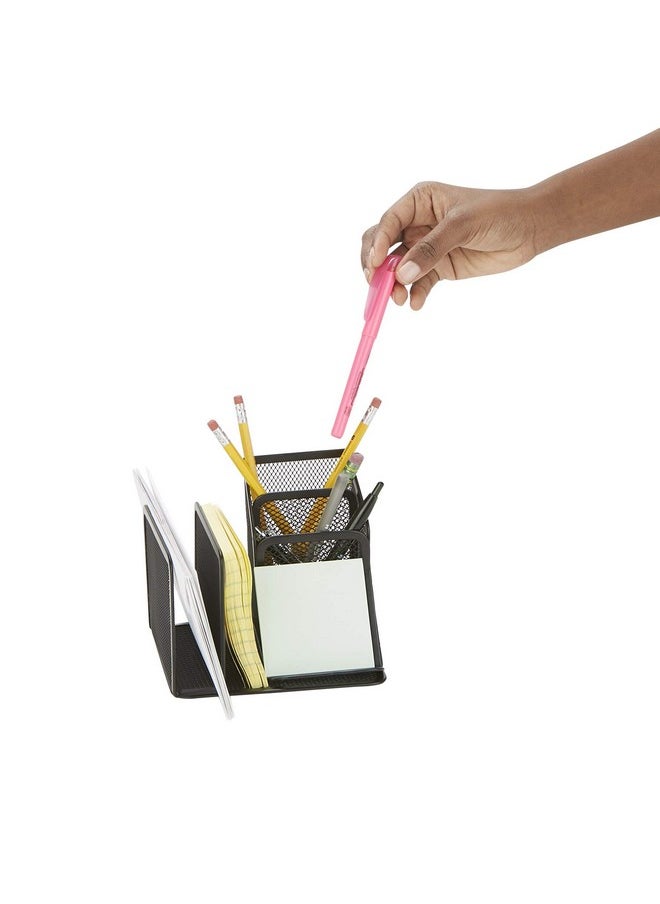 Mind Reader Desk Organizer 5Compartment 2Piece Same Set Supplies And Accessories Storage For Office Desk (Black)  - Image 2