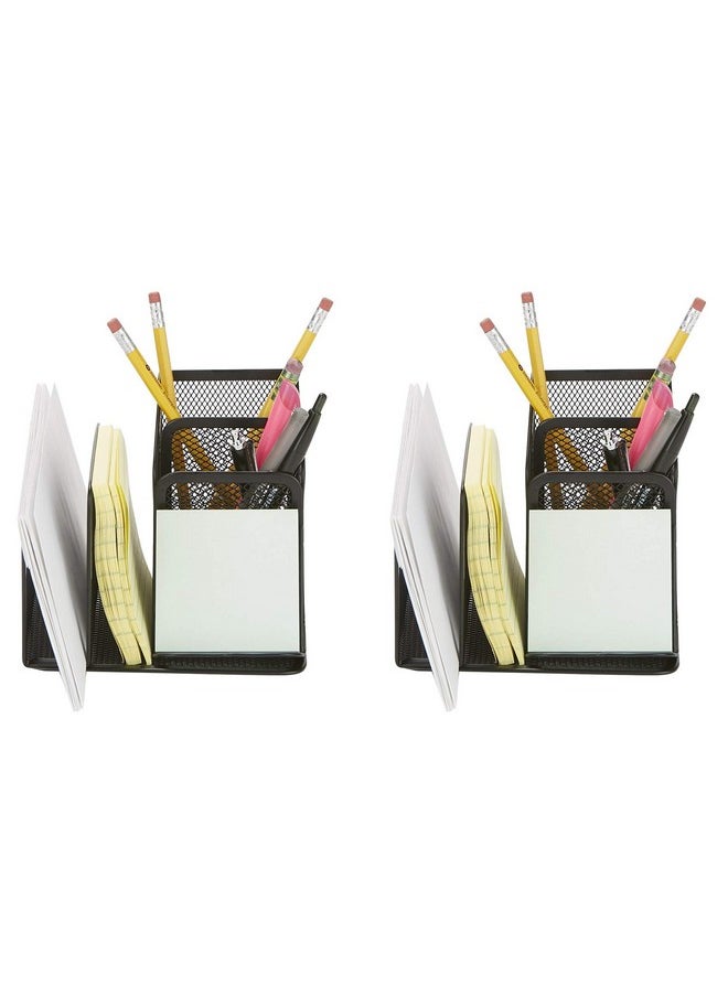 Mind Reader Desk Organizer 5Compartment 2Piece Same Set Supplies And Accessories Storage For Office Desk (Black)  - Image 1