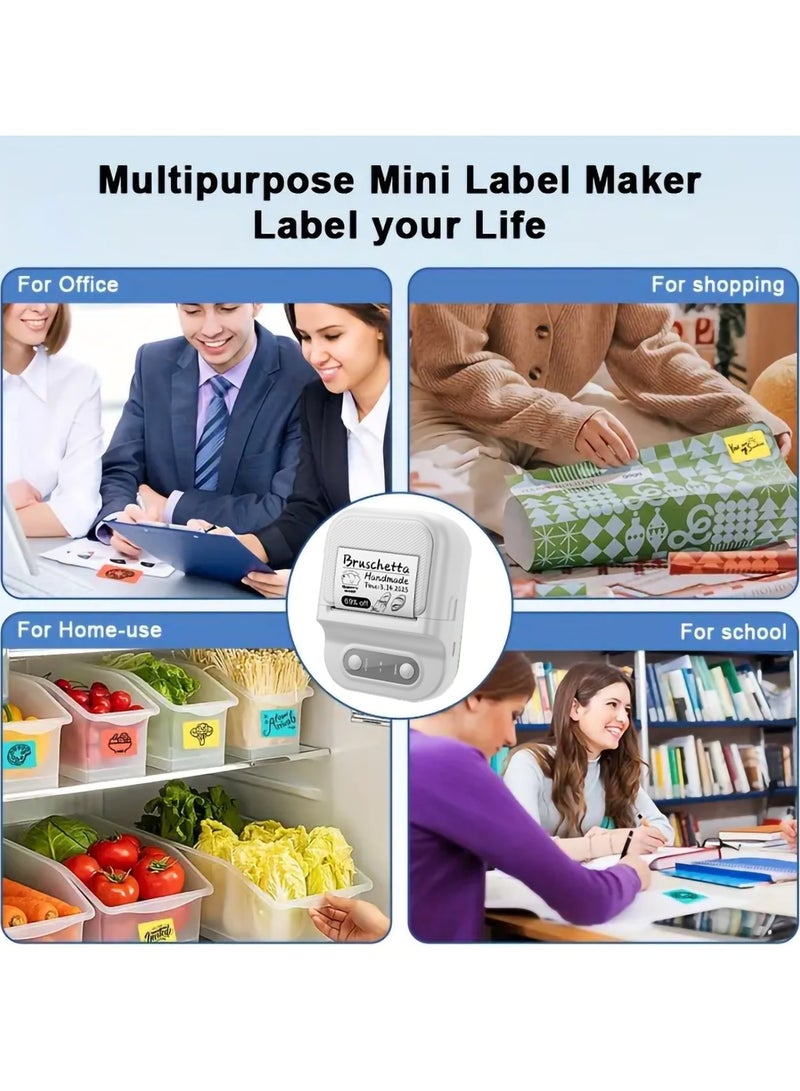 Wireless Bluetooth Label Printer with 1 Label Roll (50*60mm) and USB Cable, Portable Thermal Label Machine, Mini Lightweight Ink-free Black and White Printer, Perfect for Commercial, Supermarket, Office, School, Retail Store, Clothing Label and Home Printing Barcode - Image 3