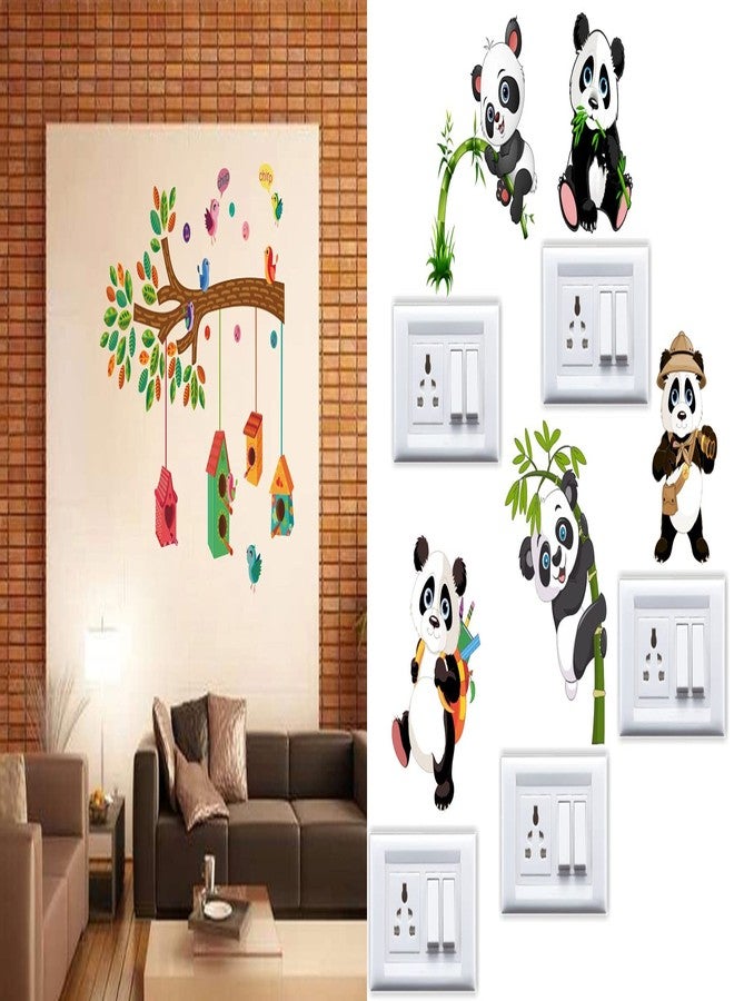 Walltech Set of 2 Wall Sticker Bird House On A Branch and Sb Panda Wall Sticker - Image 1