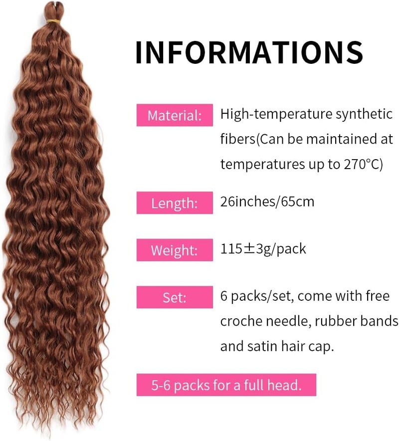 DSOAR 26 Inch 3 Packs Deep Twist Crochet Hair Crochet Braids Bohemian Curly Ocean Wave Hair Bundles Deep Wave Synthetic Hair Extensions for Women Girls - Image 5