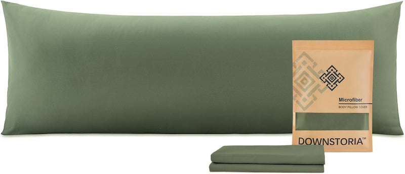 DOWNSTORIA Body Pillow Cover, Ultra Soft Microfiber Long Pillowcase, Envelope Closure Large Pillow Cases 20x54 inch (Olive Green) - Image 1