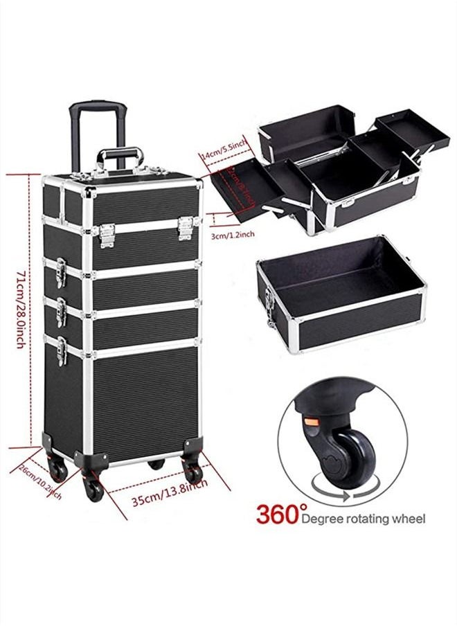 Generic - Four-layer Professional Trolley Makeup Box  Large Capacity Multi-layer Vanity Case With 4 Wheels - Image 1