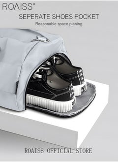 roaiss Large Duffel Bag Gym Bag Travel Luggage Independent Shoe Compartment Dry and Wet Separation Foldable Storage Bag Pouch Tote Bag Waterproof Clothing Storage Folding Bag  - Image 2