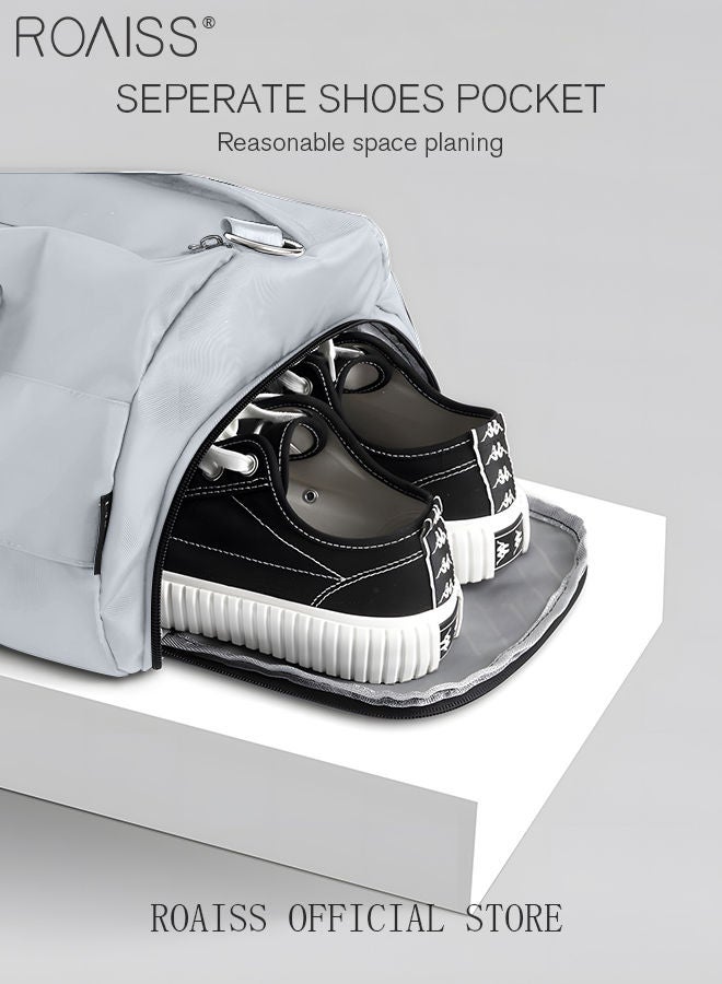 roaiss Large Duffel Bag Gym Bag Travel Luggage Independent Shoe Compartment Dry and Wet Separation Foldable Storage Bag Pouch Tote Bag Waterproof Clothing Storage Folding Bag  - Image 2