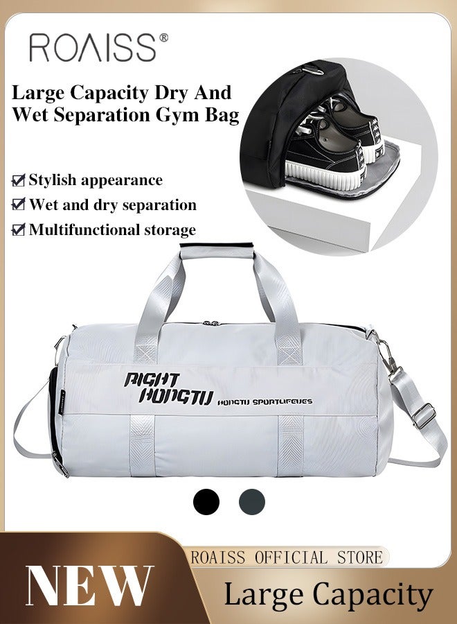 roaiss Large Duffel Bag Gym Bag Travel Luggage Independent Shoe Compartment Dry and Wet Separation Foldable Storage Bag Pouch Tote Bag Waterproof Clothing Storage Folding Bag  - Image 1