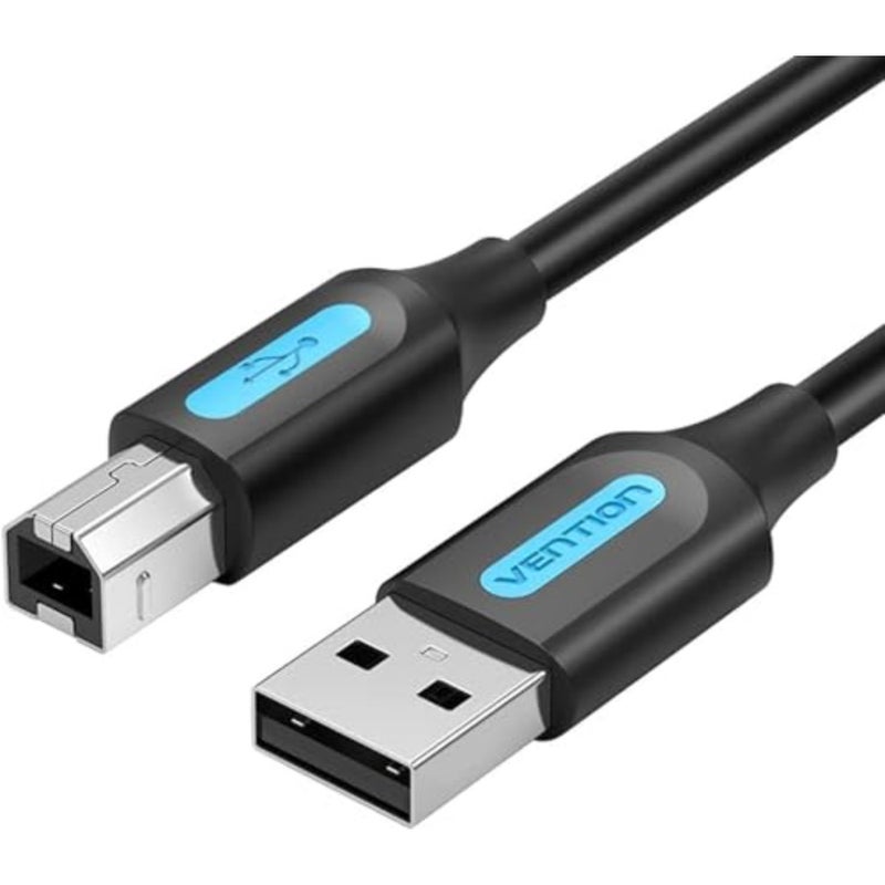 USB 2.0 A Male to B Male Printer Cable for Office Use, Nickel-Plated Connectors, Black, 480Mbps Speed with Double Shielding - Image 1