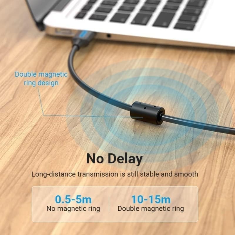 USB 2.0 A Male to B Male Printer Cable for Office Use, Nickel-Plated Connectors, Black, 480Mbps Speed with Double Shielding - Image 2