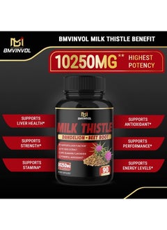 BMVINVOL (3 Months Supply) Milk Thistle Capsules 10250 mg - Supports Healthy Liver Function - High Potency with Beet Root, Cissus, Punarnava  - Image 5
