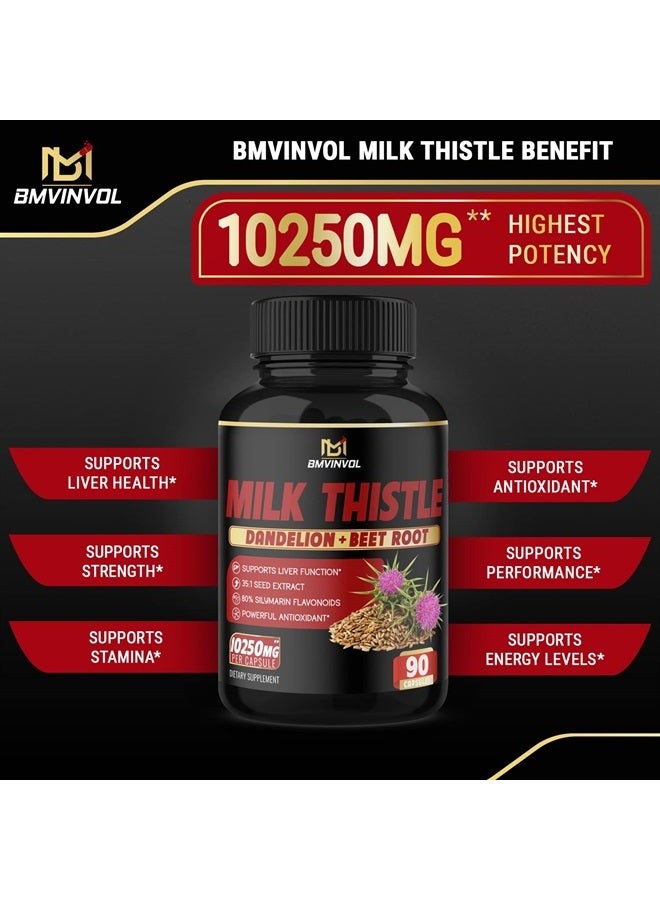 BMVINVOL (3 Months Supply) Milk Thistle Capsules 10250 mg - Supports Healthy Liver Function - High Potency with Beet Root, Cissus, Punarnava - Image 5