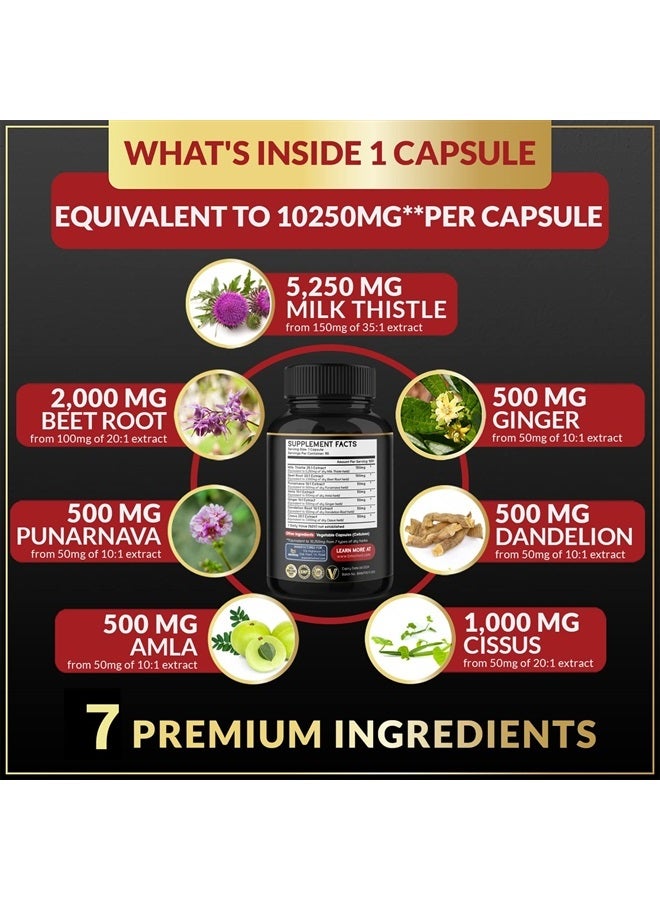 BMVINVOL (3 Months Supply) Milk Thistle Capsules 10250 mg - Supports Healthy Liver Function - High Potency with Beet Root, Cissus, Punarnava - Image 2