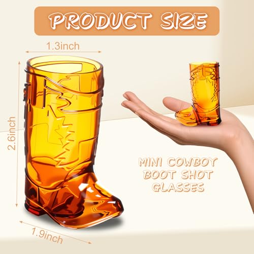 SAIAOKJ Cowboy Boot Shot Glasses, 12 Pcs 1 Oz Mini Plastic Boot Shot Glass, Reusable Plastic Cups for Cowboy Cowgirl Western Theme Party Supplies Bachelorette Birthday Party Favors (Brown) - Image 3