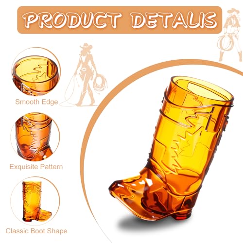 SAIAOKJ Cowboy Boot Shot Glasses, 12 Pcs 1 Oz Mini Plastic Boot Shot Glass, Reusable Plastic Cups for Cowboy Cowgirl Western Theme Party Supplies Bachelorette Birthday Party Favors (Brown) - Image 4