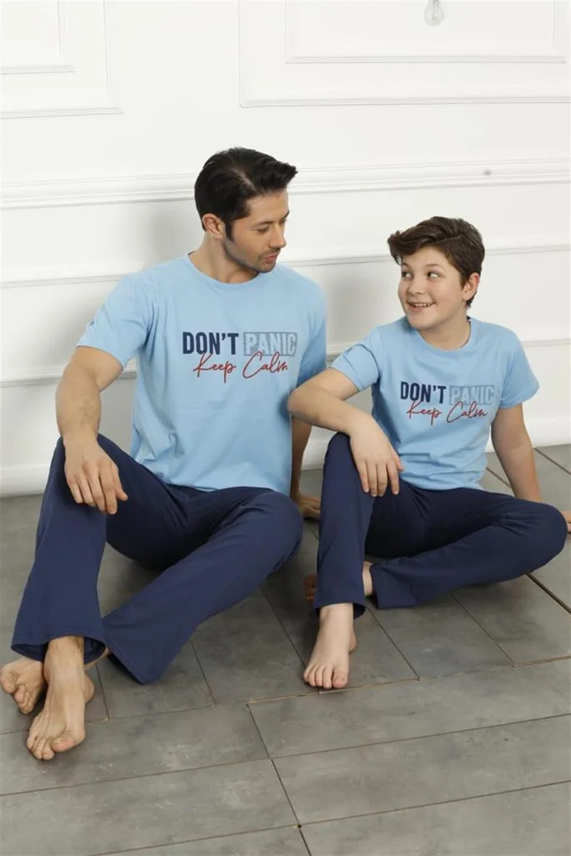 اكبينيز Father Son Blue Family Pajamas Set Sold Separately 50102