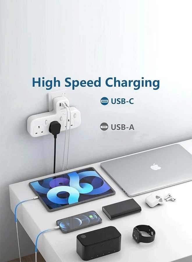 Bastec Wall power strip with 3 triple outlets, two USB ports, and a PD port that supports fast charging  - Image 4