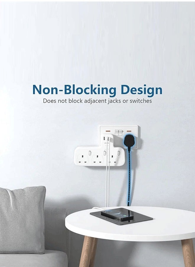 Bastec Wall power strip with 3 triple outlets, two USB ports, and a PD port that supports fast charging  - Image 3