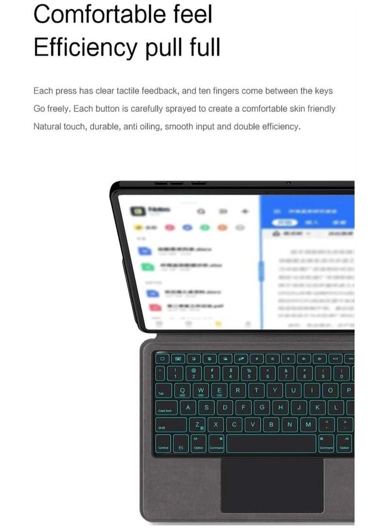 عام حافظة لوحة المفاتيح المتوافقة مع جهاز Honor Pad X8a بحجم 11 بوصة 2024، تحتوي على لوحة مفاتيح خلفية قابلة للفصل بإضاءة، وميزة دعم بزاوية متعددة، بالإضافة إلى غلاف جلدي لجهاز Honor Pad X8a. - Image 5