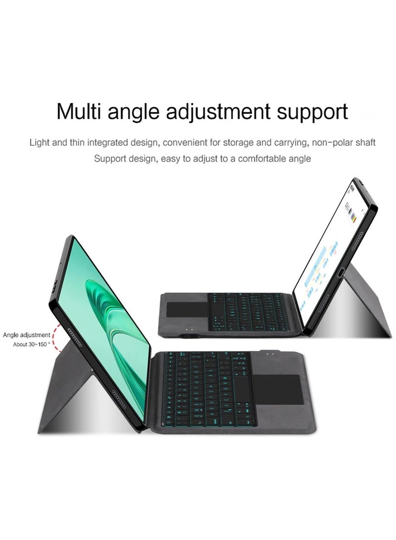 عام حافظة لوحة المفاتيح المتوافقة مع جهاز Honor Pad X8a بحجم 11 بوصة 2024، تحتوي على لوحة مفاتيح خلفية قابلة للفصل بإضاءة، وميزة دعم بزاوية متعددة، بالإضافة إلى غلاف جلدي لجهاز Honor Pad X8a. - Image 2