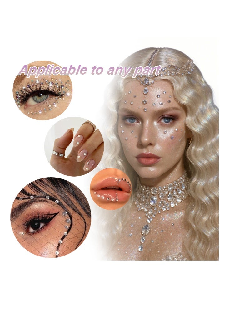 Coco 2 Pieces Self-Adhesive Rhinestone And Pearl Stickers Face Gems For Makeup Eye Jewelry Sticks Rainbow And Clear Rhinestone Sparkling Diamond Stickers Nail Art DIY Craft Party Carnival Accessories（3 mm, 4 mm, 5 mm, 6 mm）650 Pieces - Image 4