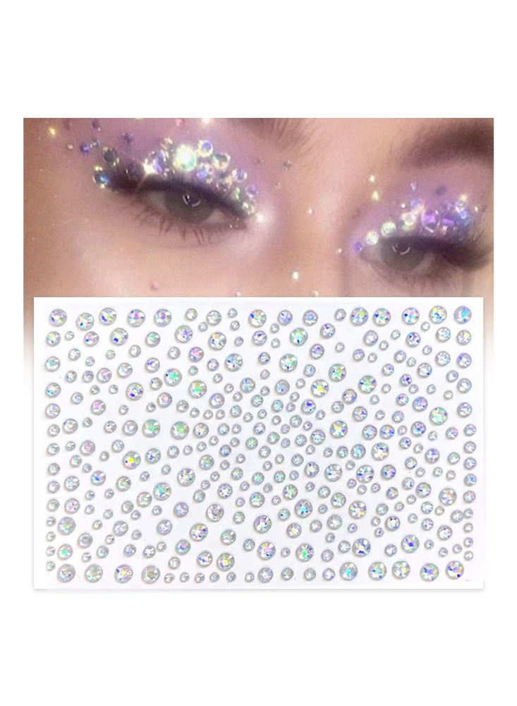 Coco 2 Pieces Self-Adhesive Rhinestone And Pearl Stickers Face Gems For Makeup Eye Jewelry Sticks Rainbow And Clear Rhinestone Sparkling Diamond Stickers Nail Art DIY Craft Party Carnival Accessories（3 mm, 4 mm, 5 mm, 6 mm）650 Pieces - Image 2