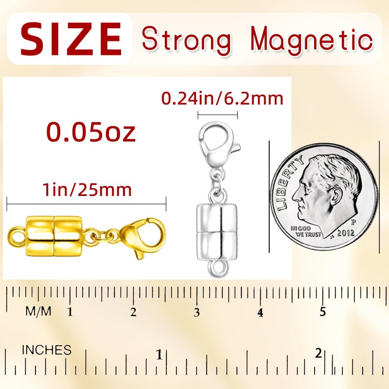 MKCYD Magnetic Necklace Clasp with Lobster Clasp,14K Gold and Silver Magnetic Jewelry Clasps for Necklace Extender Bracelet Closures - Image 2