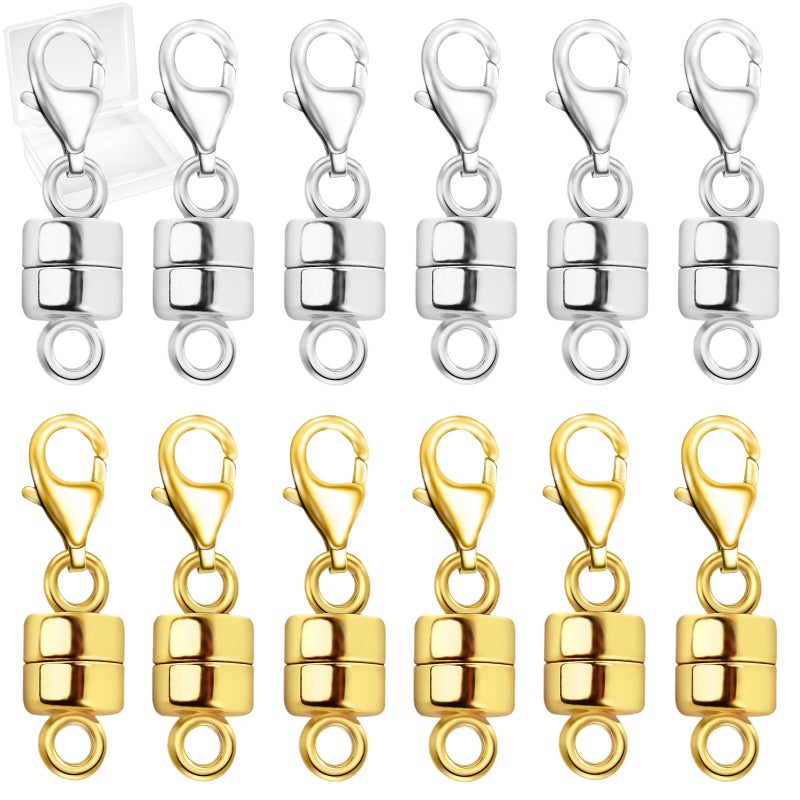 MKCYD Magnetic Necklace Clasp with Lobster Clasp,14K Gold and Silver Magnetic Jewelry Clasps for Necklace Extender Bracelet Closures - Image 1