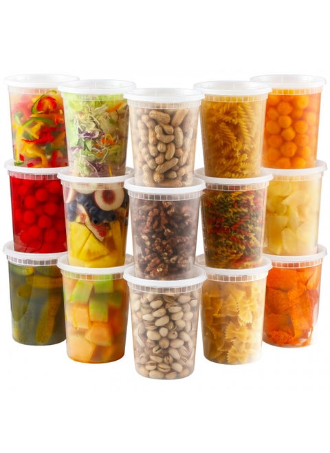 AOZITA 20 Sets 32 oz Plastic Deli Food Containers With Lids, Airtight Food Storage Containers, Freezer/Dishwasher/Microwave Safe, Soup Containers For Takeout Meal Prep Storage