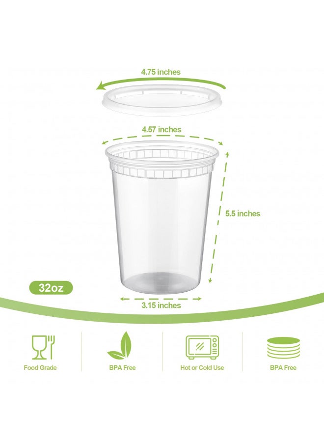 AOZITA 20 Sets 32 oz Plastic Deli Food Containers With Lids, Airtight Food Storage Containers, Freezer/Dishwasher/Microwave Safe, Soup Containers For Takeout Meal Prep Storage
