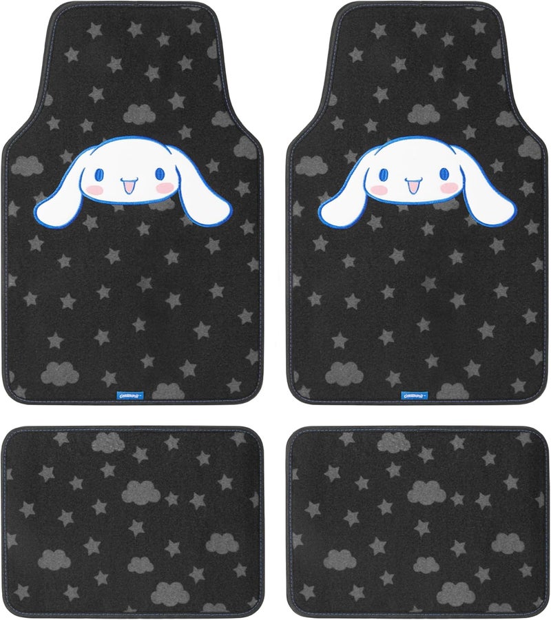 Carbella Sanrio Cinnamoroll Carpet Car Floor Mats, Universal Fit for Cars, SUVs & Trucks, Cinnamoroll Print & Pattern Accents, Non-Slip Front Rear Floor Mat for Car, 4 Piece - Image 1