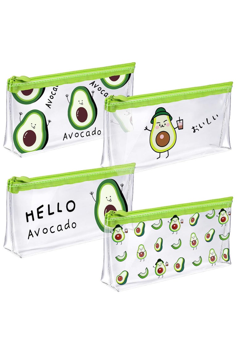 SYOSI Avocado Pencil Case Cute Waterproof Transparent Pencil Bag Avocado Pen Marker Holder Pouch Box Zipper Pen Case Makeup Bags Stationery Organizers for Students Boys Girls Women 4 Pieces - Image 1
