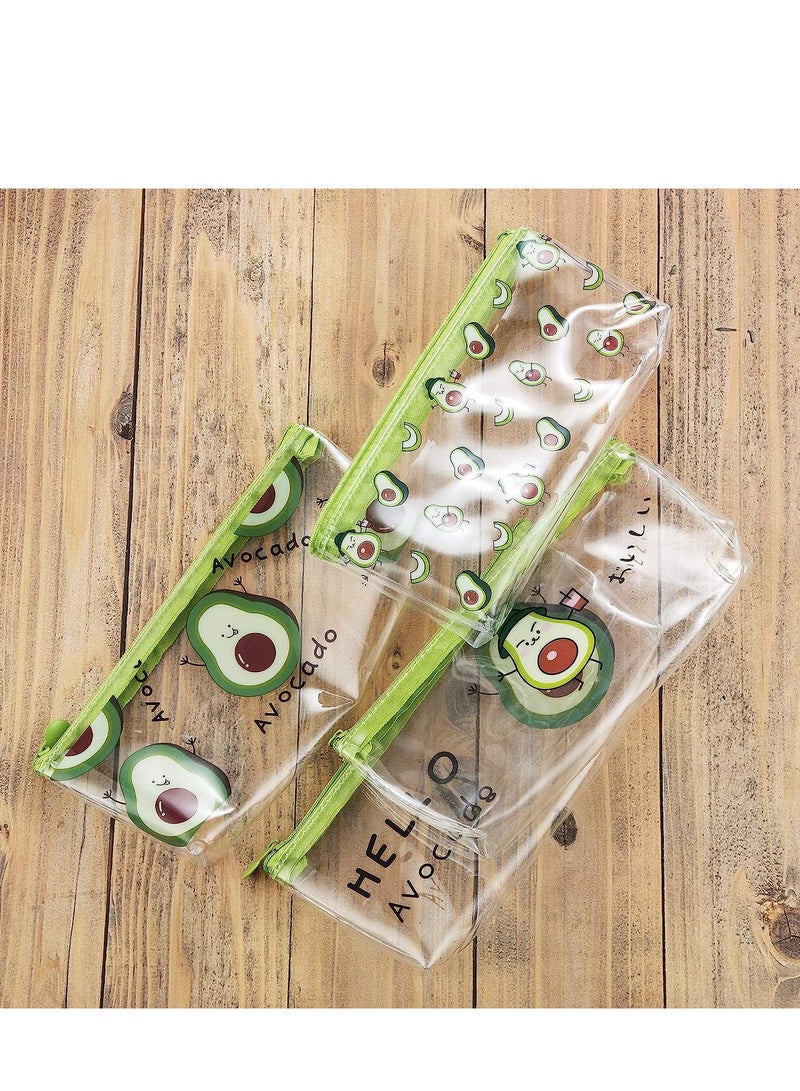 SYOSI Avocado Pencil Case Cute Waterproof Transparent Pencil Bag Avocado Pen Marker Holder Pouch Box Zipper Pen Case Makeup Bags Stationery Organizers for Students Boys Girls Women 4 Pieces - Image 5