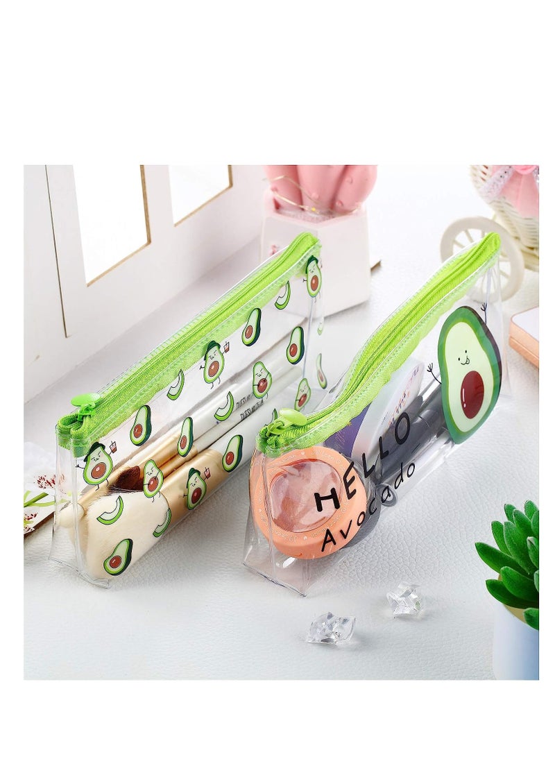 SYOSI Avocado Pencil Case Cute Waterproof Transparent Pencil Bag Avocado Pen Marker Holder Pouch Box Zipper Pen Case Makeup Bags Stationery Organizers for Students Boys Girls Women 4 Pieces - Image 4